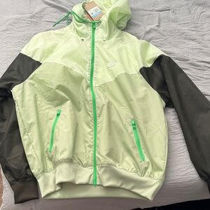 Nike Light Green and Black Hooded Jacket